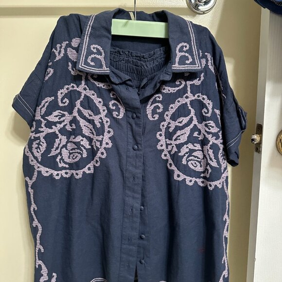 Free People blue and purple Embroidered TWO PIECE SET Size XS NWOT - Picture 7 of 9